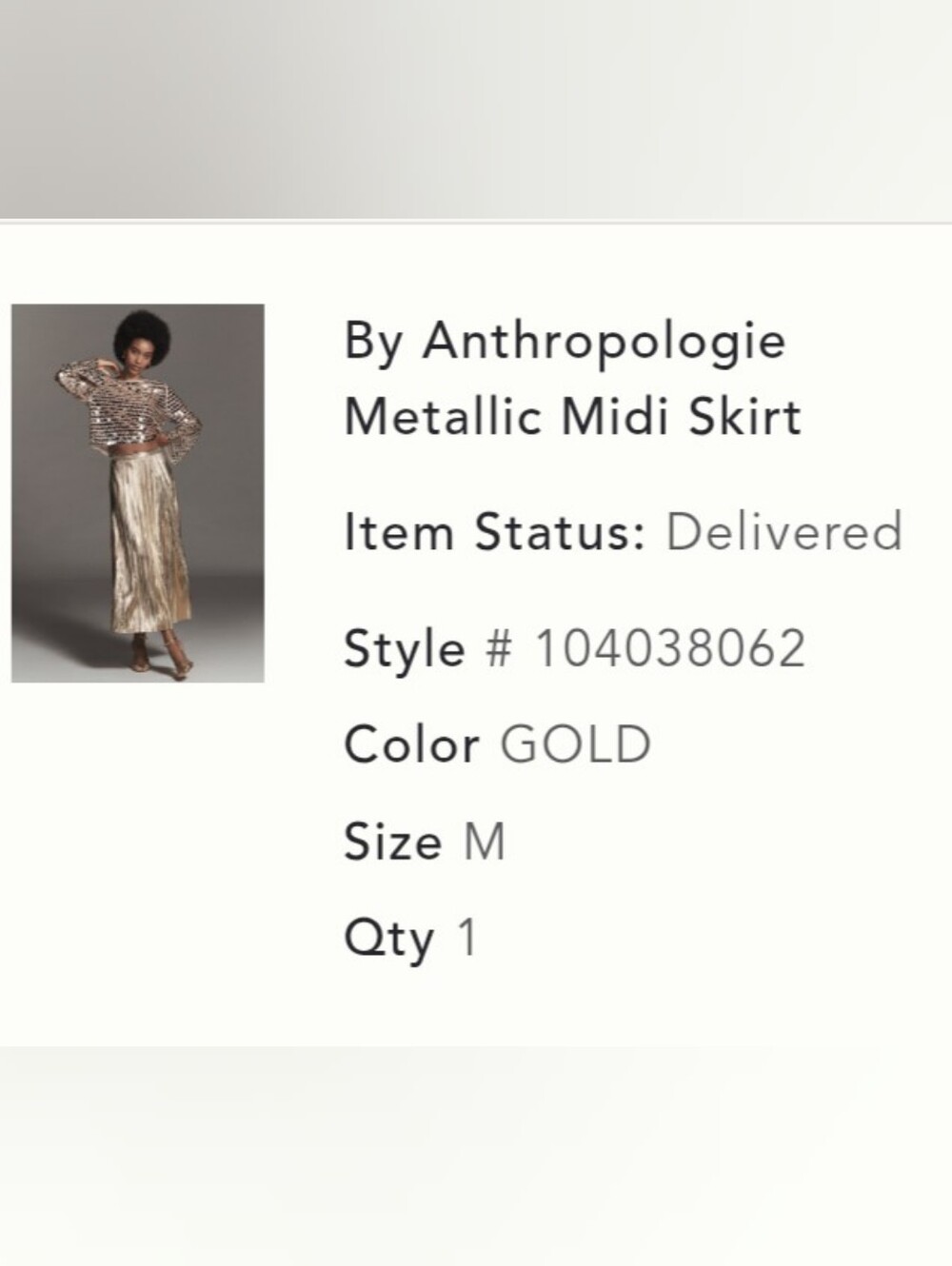 By Anthropologie Gold Metallic Midi Dress